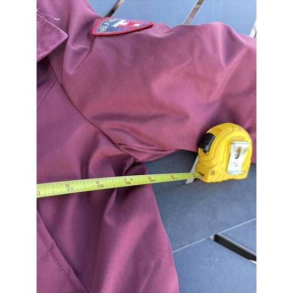 Tommy Hilfiger Jacket Womens Medium Burgandy Red Hooded Puffer Coat Button Down - Picture 5 of 11